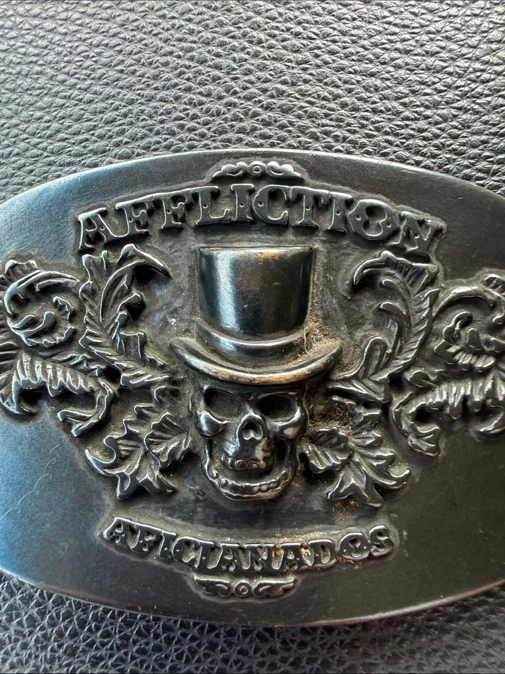 Affliction Black Raised Skull with Top Hat Belt Buckle SKU1580